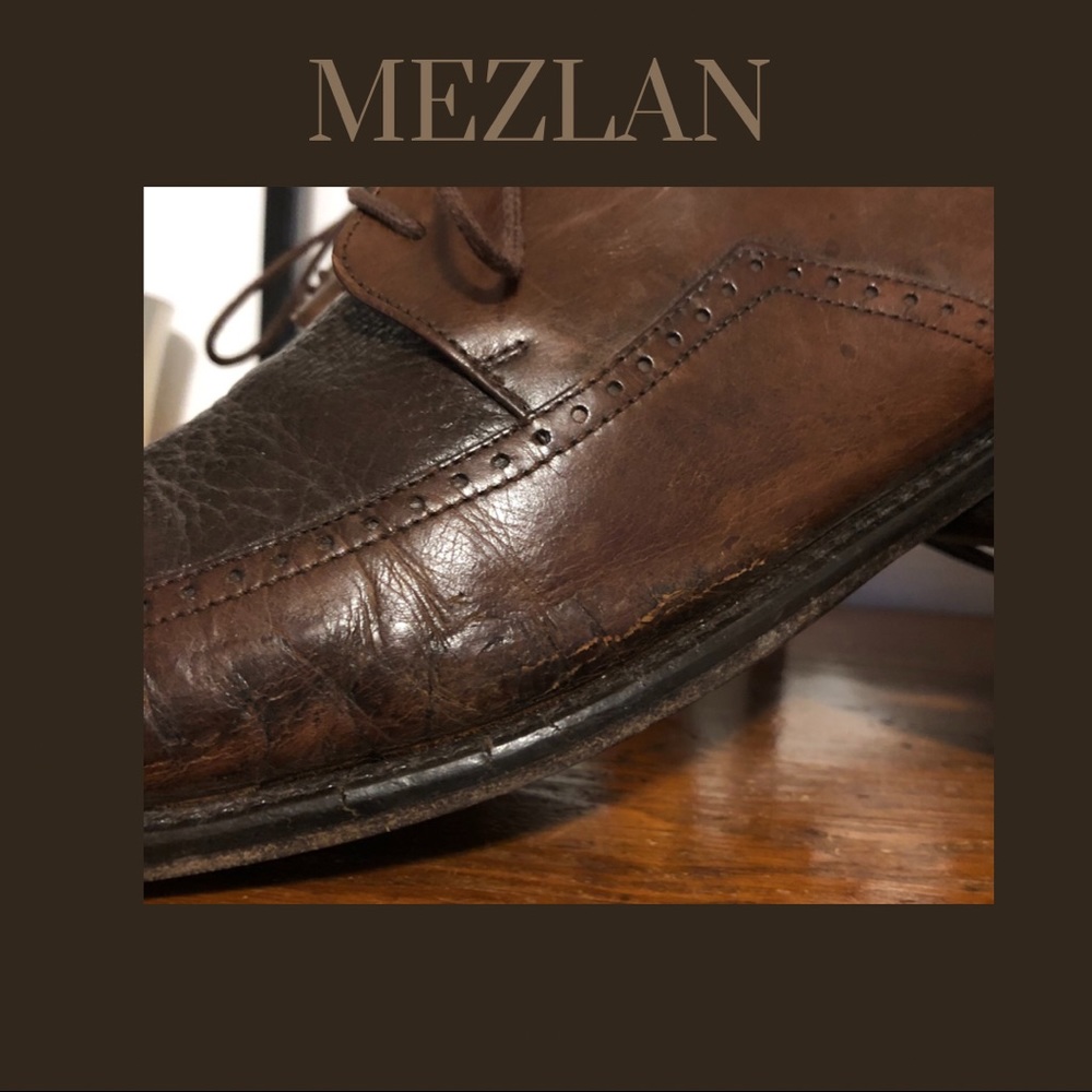 MEZLAN VERDICT Brown 2 Tone Leather Dress Oxford Lace Up Square Toe Size 11.5M - Picture 11 of 13